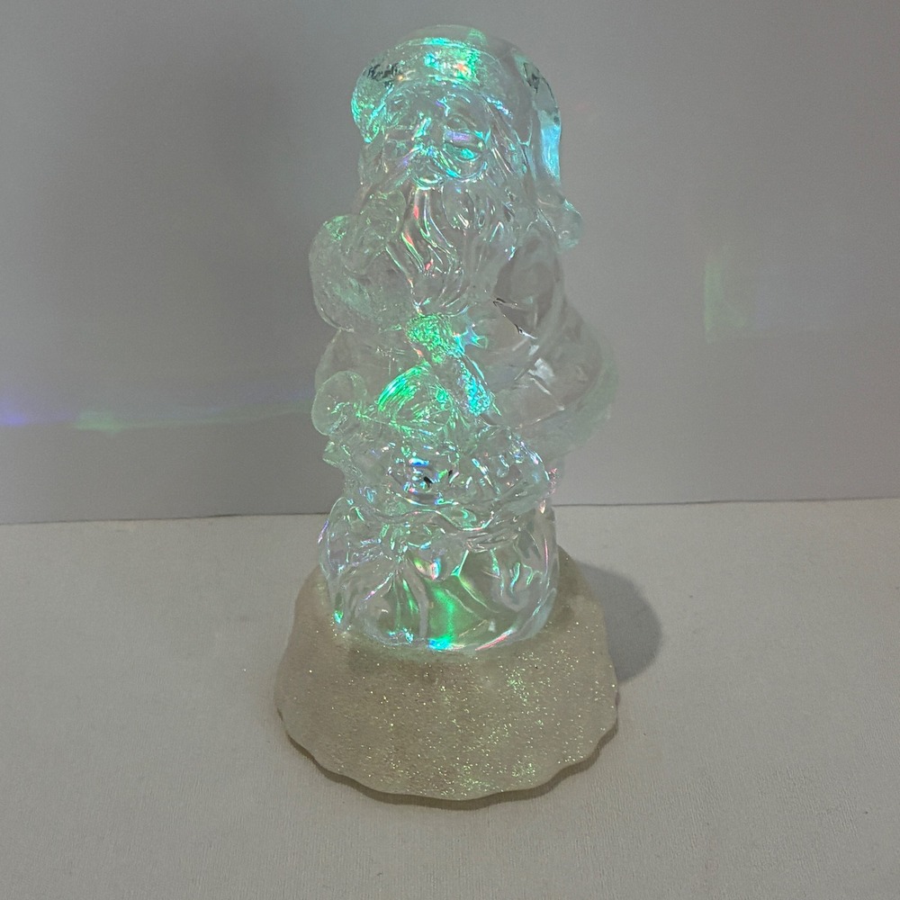 Mr.‎ Christmas Santa Figurine Clear LED Light Up Iridescent Holiday Decor